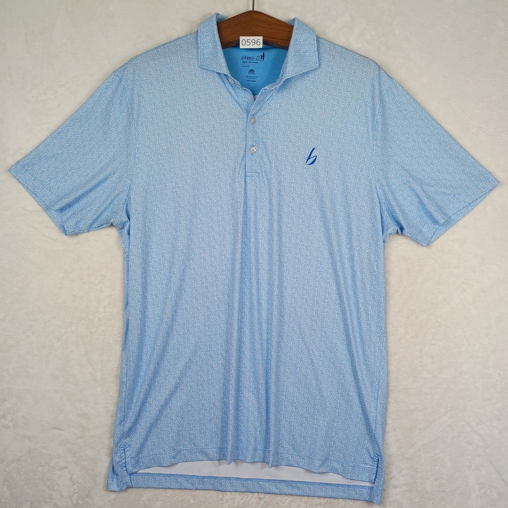 Johnnie-O Polo Shirt Mens Large Blue Performance Stretch Short Sleeve Golf UPF50